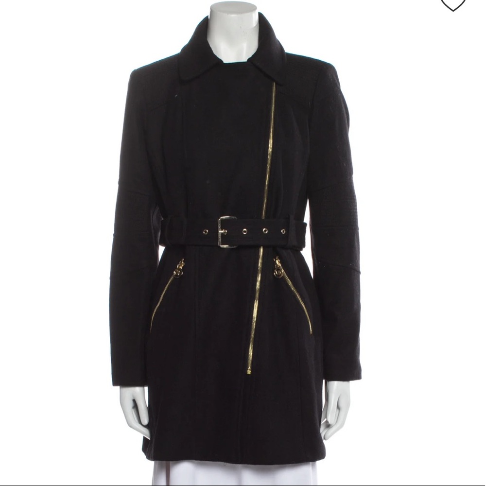 Michael Kors Belted Wool Coat - Black Size 8